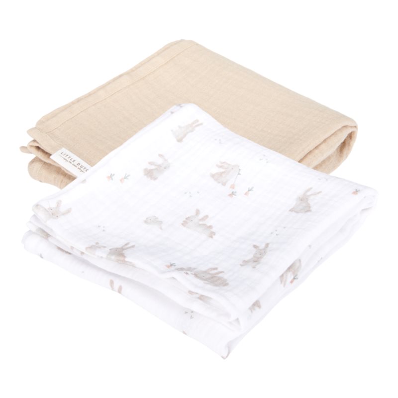 Little Dutch Baby Bunny Muslin Swaddles Set текстильні підгузки 70 x 70 cm Beige 2 кс