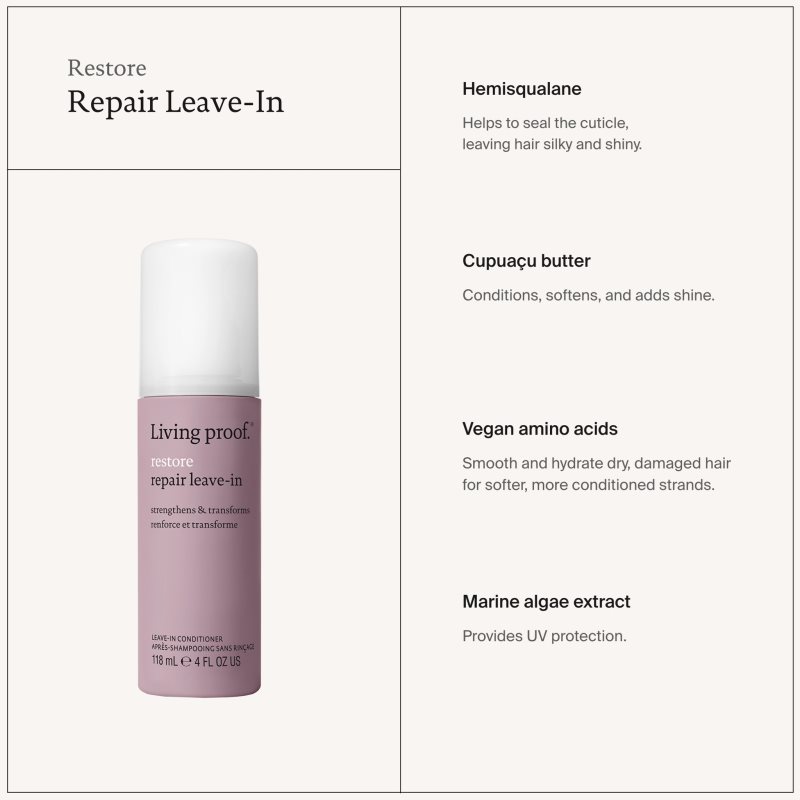 Living Proof Restore Repair Leave-in regeneracijski balzam brez spiranja za zelo poškodovane lase z razcepljenimi konicami 118 ml