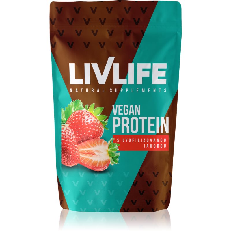 Livlife Vegan Protein s lyofilizovanou jahodou 490 g