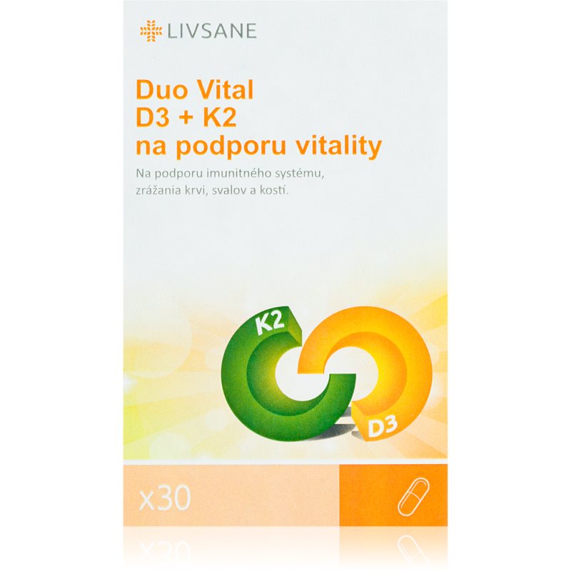 LIVSANE Duo Vital D3 + K2 tobolky na podporu imunity, zníženie miery únavy a vyčerpania 30 tbl