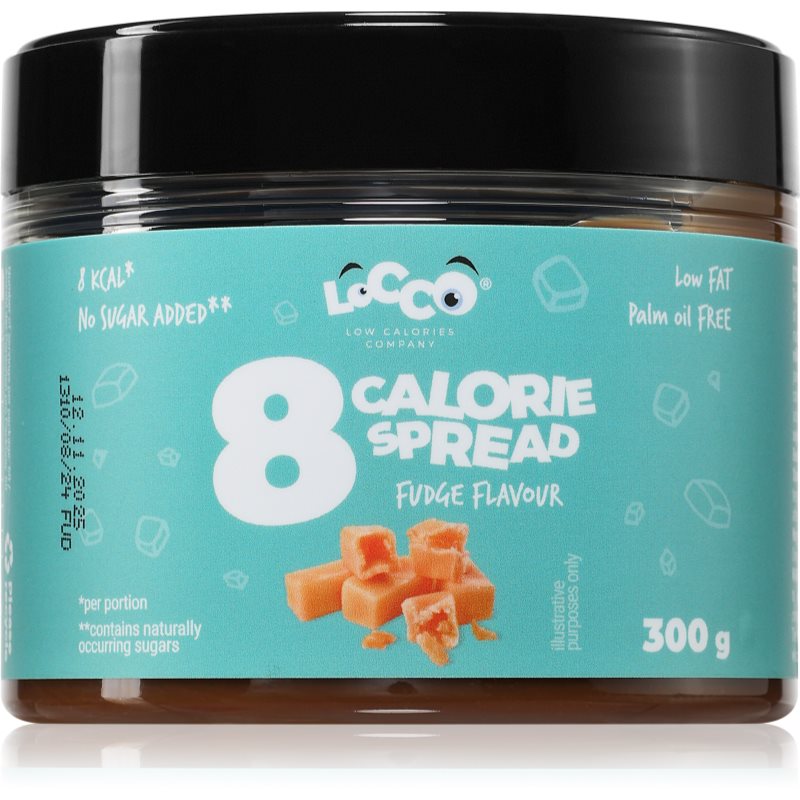 Locco 8 Calorie Spread crema spalmabile dolce senza zuccheri aggiunti aroma Fudge 300 g