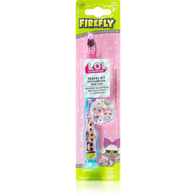 L.O.L. Surprise Toothbrush Travel Kit with Cap zubní kartáček pro děti s držákem od 3let Blue-Pink 1 ks
