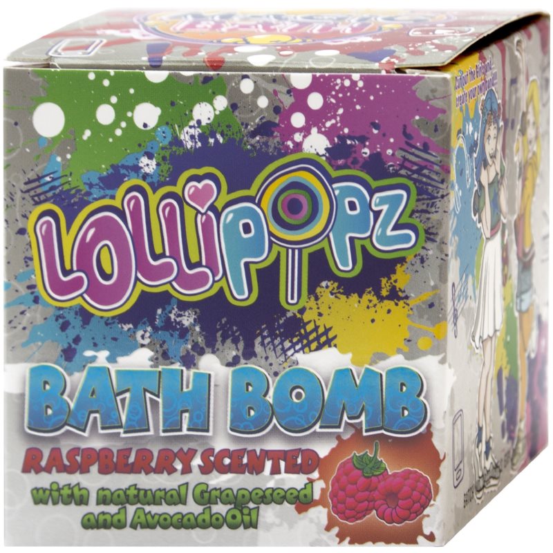 Lollipopz Bath Bath Bomb šumeča kopalna kroglica za otroke Raspberry 165 g