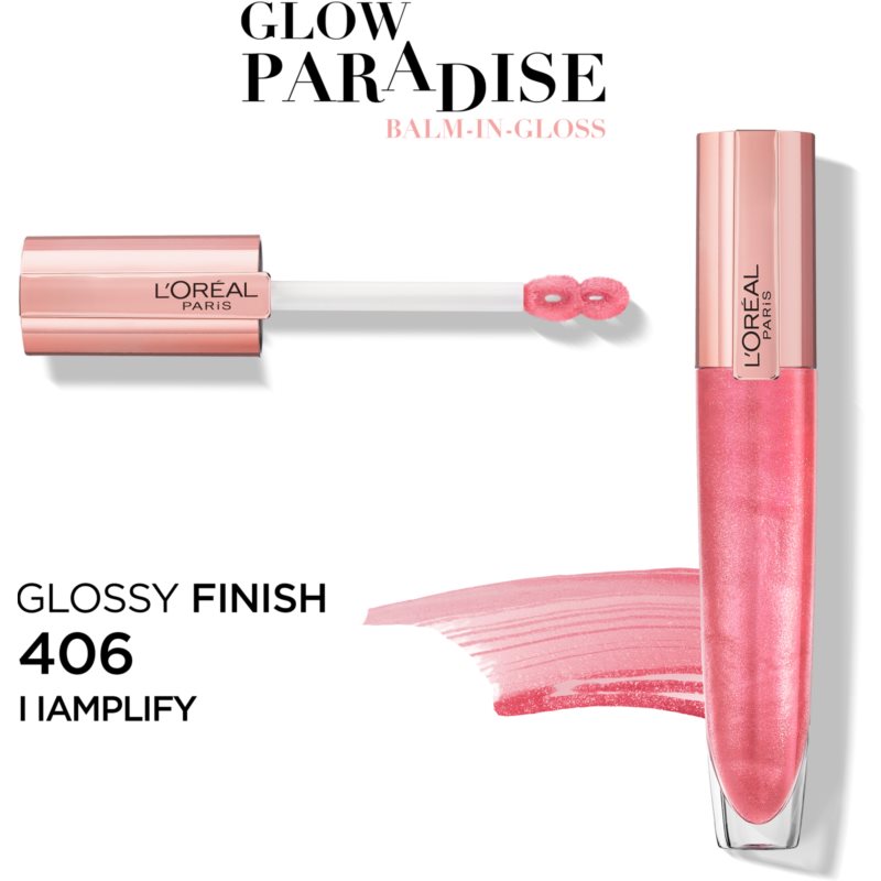 L’Oréal Paris Glow Paradise Balm In Gloss Lip Gloss With Hyaluronic Acid Shade 406 I Amplify 7 Ml