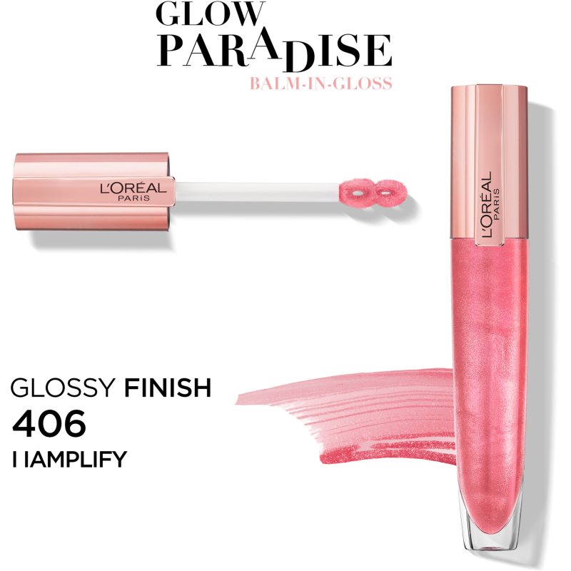 L’Oréal Paris Glow Paradise Balm In Gloss блиск для губ з гіалуроновою кислотою відтінок 406 I Amplify 7 мл