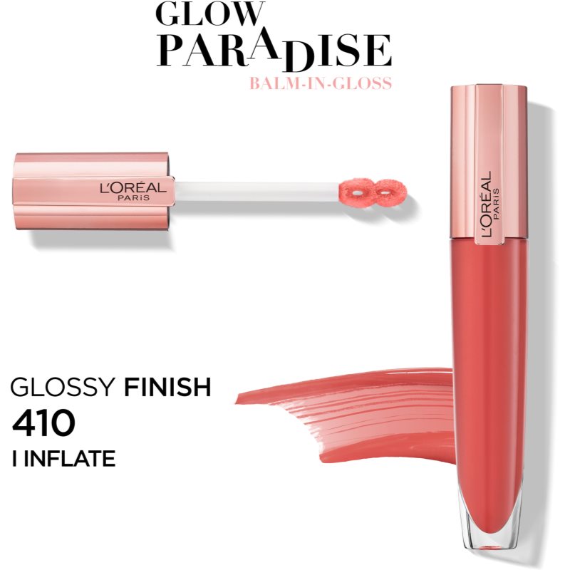 L’Oréal Paris Glow Paradise Balm In Gloss Lip Gloss With Hyaluronic Acid Shade 410 I Inflate 7 Ml