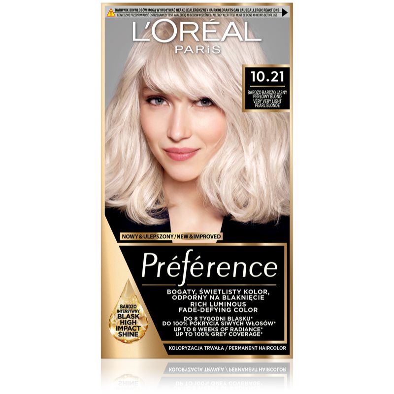 L’Oréal Paris Préférence Hårfärg Skugga 10.21 Super Light Pearl Blonde 1 st. female