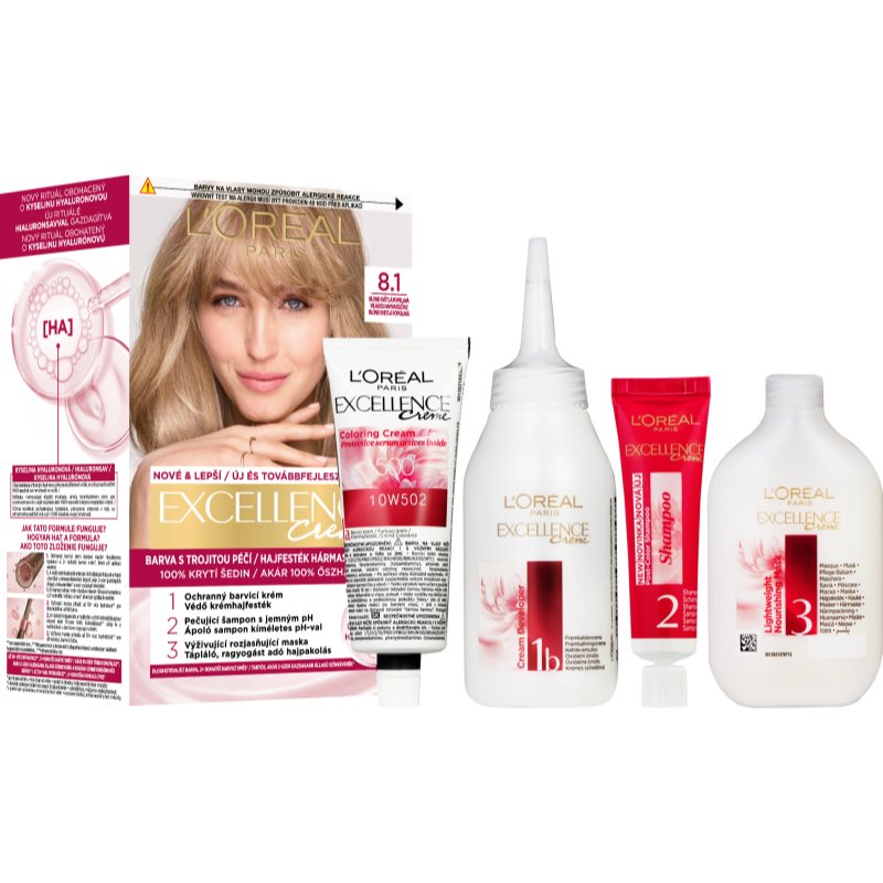 L’Oréal Paris Excellence Creme βαφή μαλλιών απόχρωση 8.1 Ash Blonde 1 τμχ