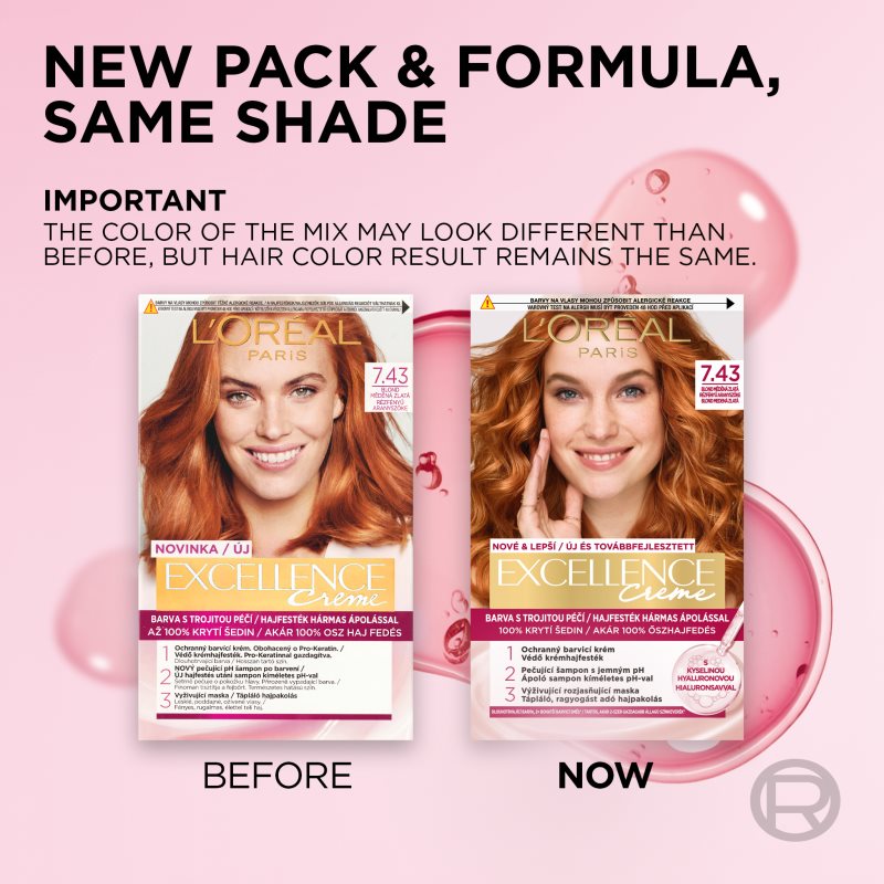 L’Oréal Paris Excellence Creme Hair Colour Shade 7.43 Blonde Copper 1 Pc