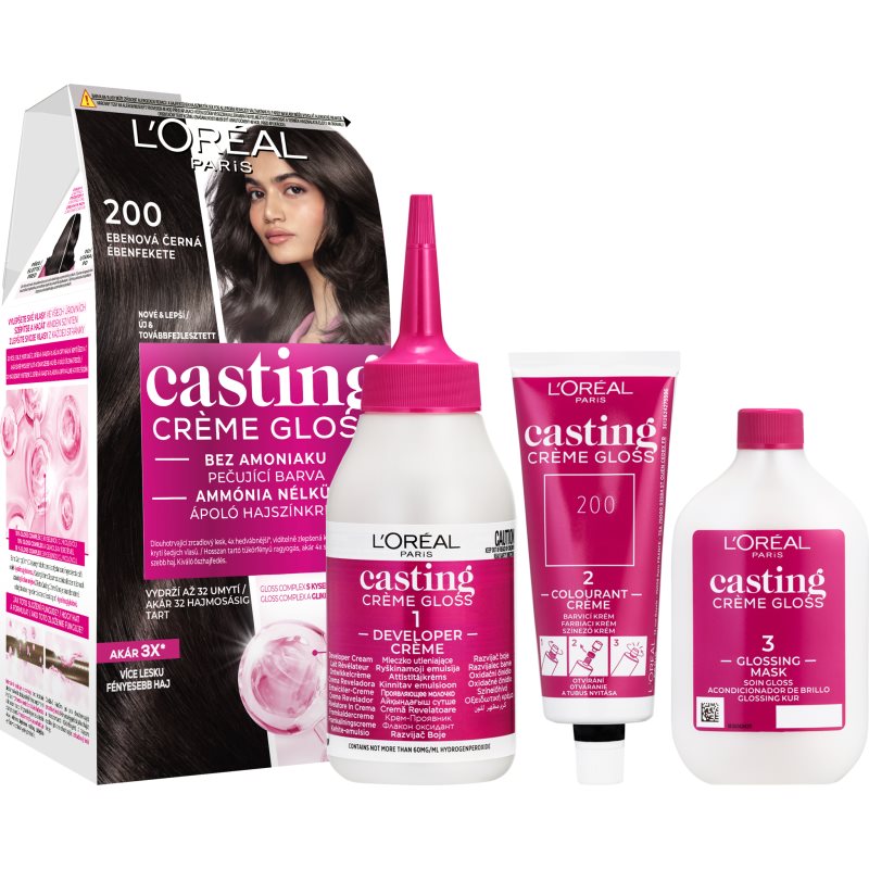 L’Oréal Paris Casting Creme Gloss βαφή μαλλιών απόχρωση 200 Ebony Black 1 τμχ
