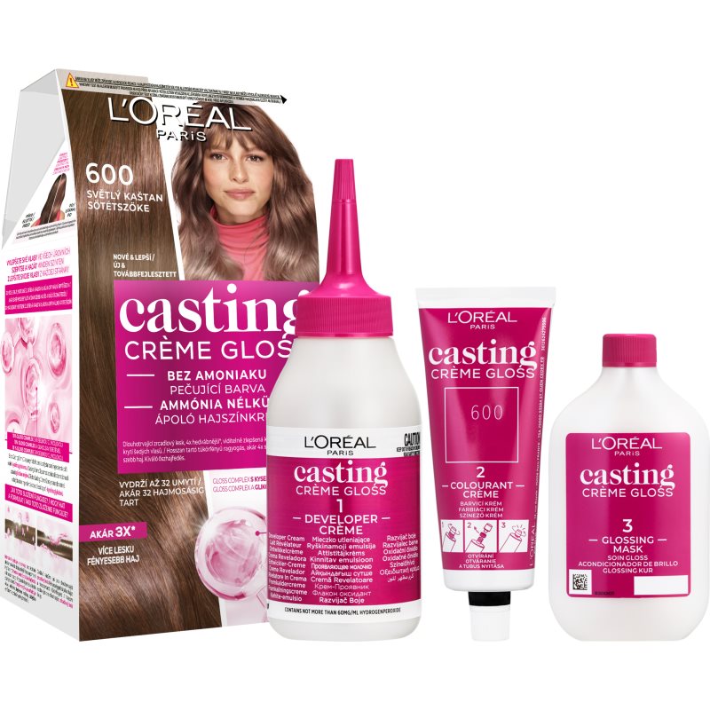 L’Oréal Paris Casting Creme Gloss βαφή μαλλιών απόχρωση 600 Light Brown 1 τμχ
