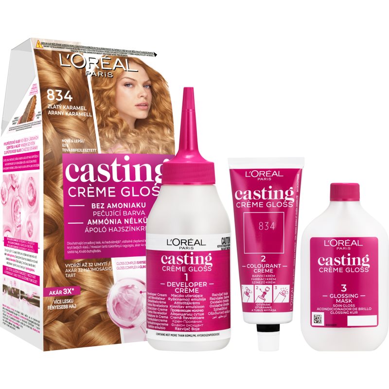 L’Oréal Paris Casting Creme Gloss βαφή μαλλιών απόχρωση 834 Golden Caramel 1 τμχ