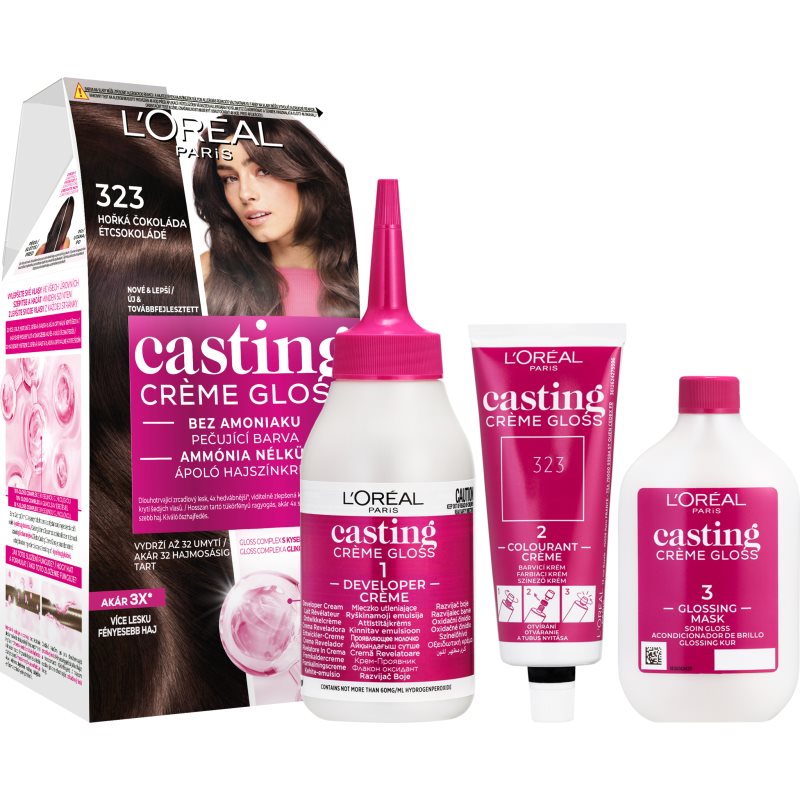 L’Oréal Paris Casting Creme Gloss βαφή μαλλιών απόχρωση 323 Dark Chocolate 1 τμχ