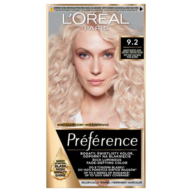 L’Oréal Paris Préférence Hårfärg Skugga 9.2 Very Light Iridescent Blond 1 st. female