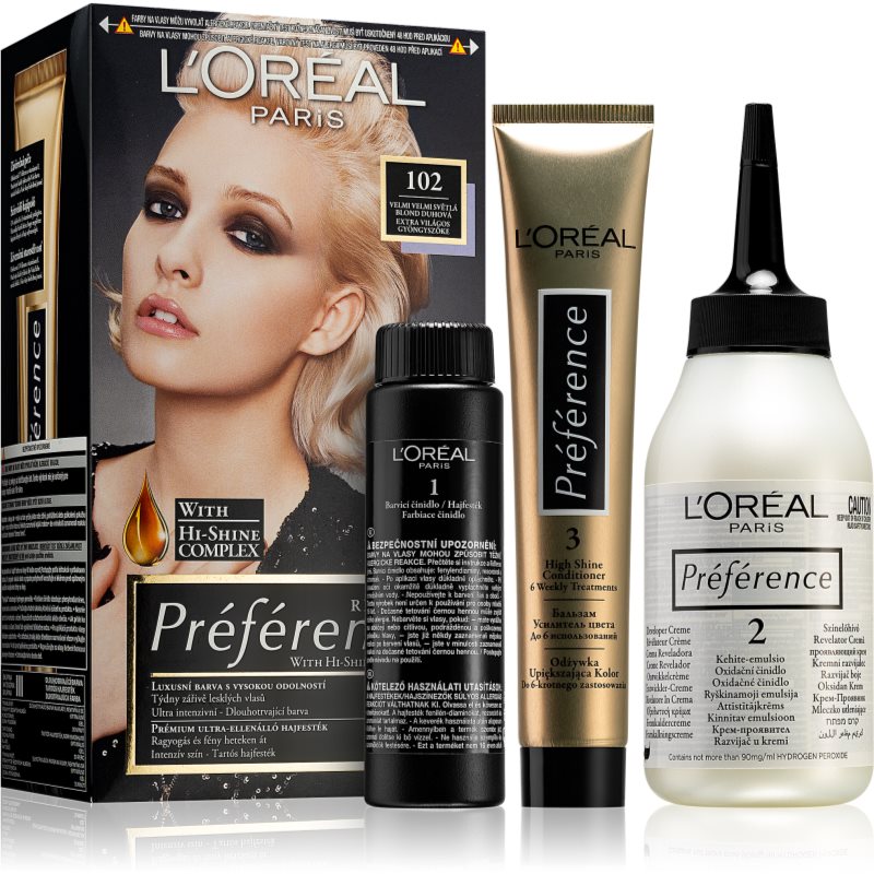 L’Oréal Paris Préférence coloration cheveux teinte 102 Extremely Light Iridescent Blond 1 pcs female