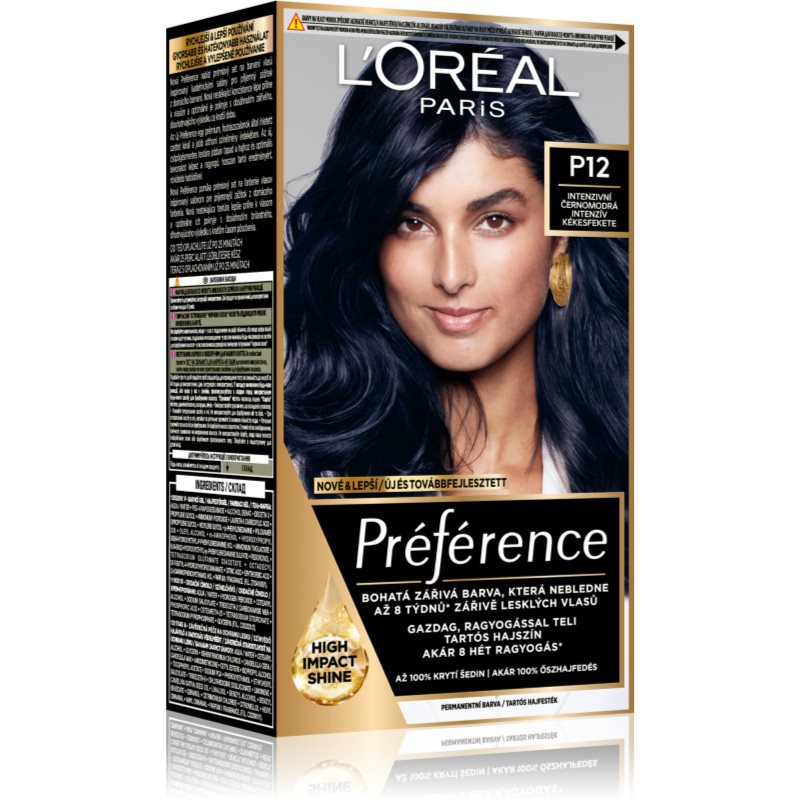 L’Oréal Paris Préférence hajfesték árnyalat P12 Intense Cool Black 1 db