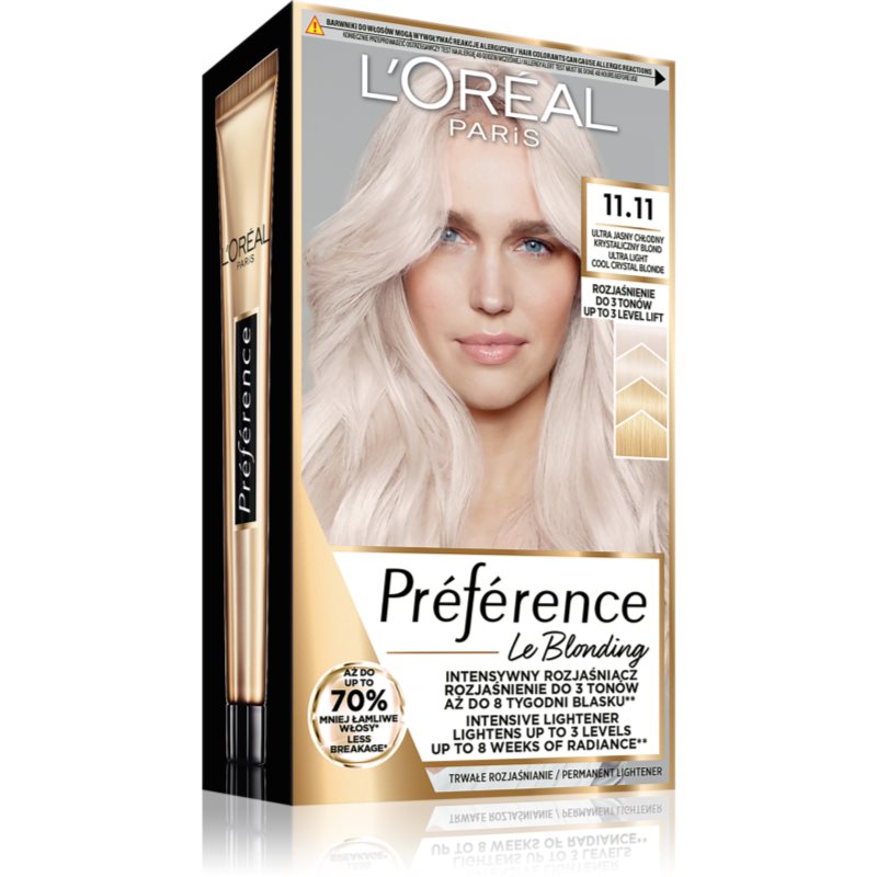 L’Oréal Paris Préférence Le Blonding Hårfärg för att bleka håret Skugga 11.11 Ultra-Light Cool Crystal Blonde 1 st. female