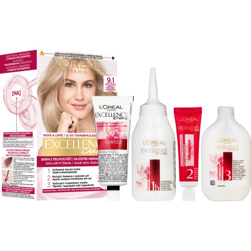 L’Oréal Paris Excellence Creme βαφή μαλλιών απόχρωση 9.1 1 τμχ