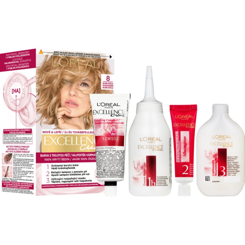 L’Oréal Paris Excellence Creme βαφή μαλλιών απόχρωση 8 1 τμχ