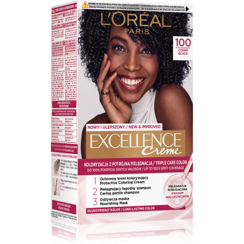 L’Oréal Paris Excellence Creme Hårfärg Skugga 100 True Black 1 st. female