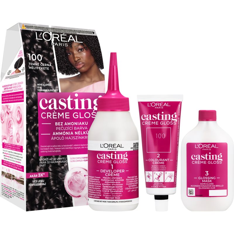 L’Oréal Paris Casting Creme Gloss βαφή μαλλιών απόχρωση 100 Deep Black 1 τμχ