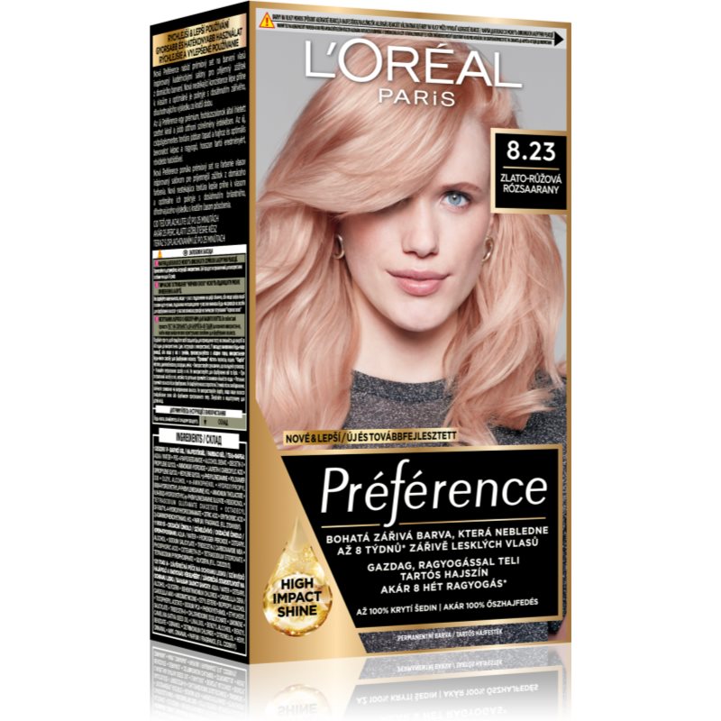 L'Oreal Paris Preference hair colour shade 8.23 Santorini Shimmering Rose
