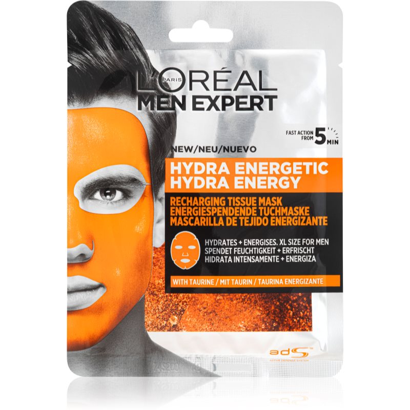 L’Oréal Paris Men Expert Hydra Energetic зволожувальнакосметична марлева маска для чоловіків 30 гр