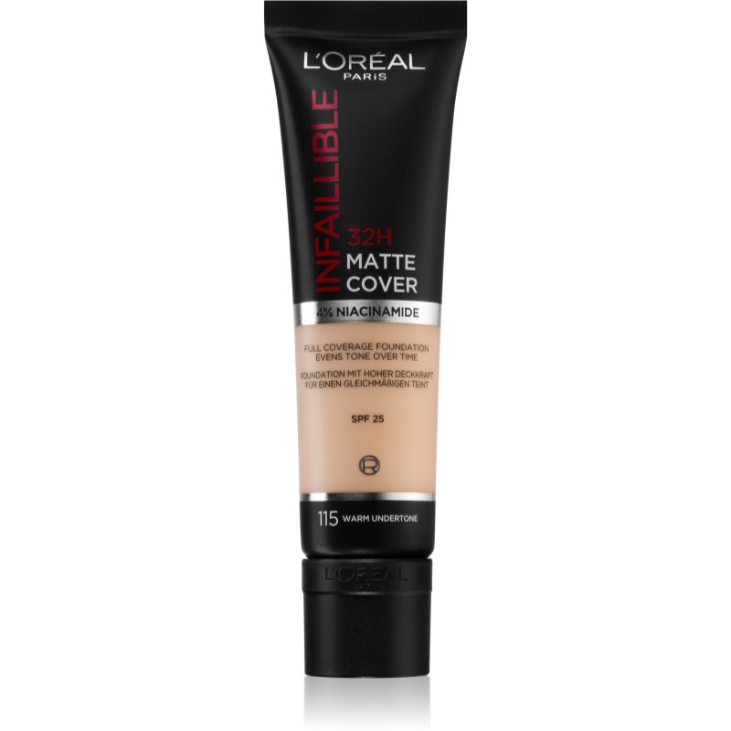 L'Oreal Paris Infallible 32H Matte Cover long-lasting mattifying foundation SPF 25 shade 115 Golden 