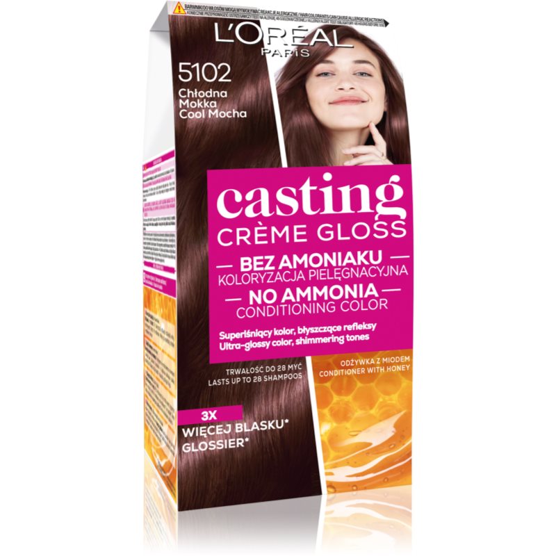 L’Oréal Paris Casting Creme Gloss Hårfärg Skugga 5102 Chłodna mokka 1 st. female