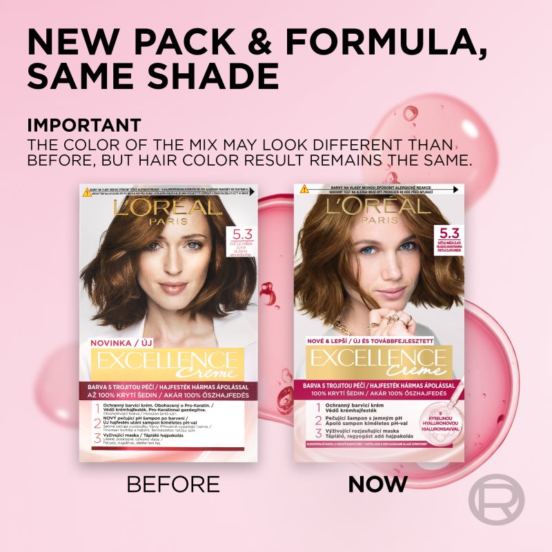 L’Oréal Paris Excellence Creme Coloration Cheveux Teinte 5.3 Natural Golden Brown 1 Pcs