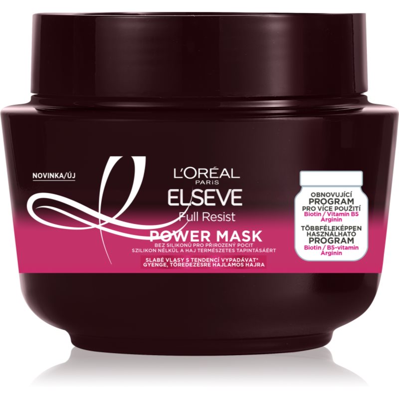 L'Oréal Paris Elseve Full Resist Power Mask 300 ml maska na vlasy pre ženy proti vypadávaniu vlasov; na jemné vlasy; na oslabené vlasy