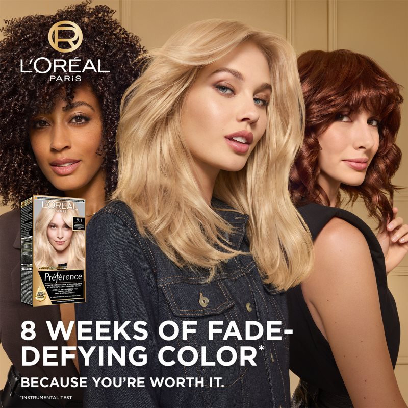 L’Oréal Paris Préférence Coloration Cheveux Teinte 9.1 Viking Light Ash Blonde