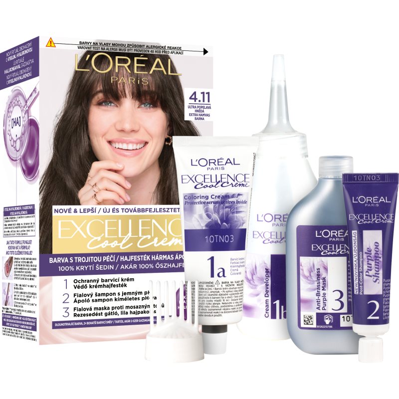 L’Oréal Paris Excellence Cool Creme βαφή μαλλιών απόχρωση 4.11 Ultra Ash Brown 1 τμχ