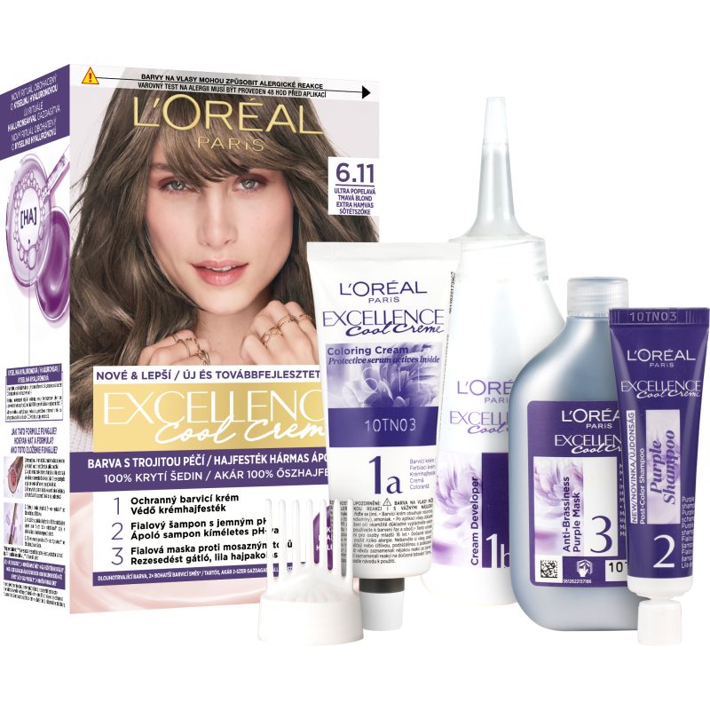L’Oréal Paris Excellence Cool Creme βαφή μαλλιών απόχρωση 6.11 Ultra Ash Dark Blond 1 τμχ
