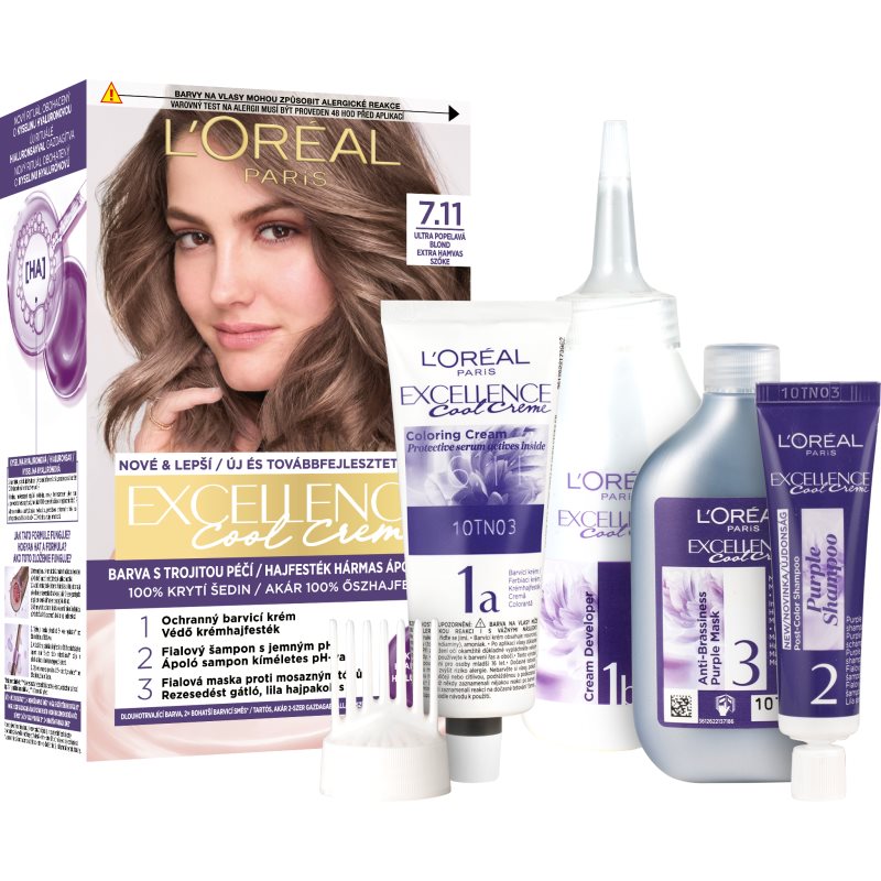 L’Oréal Paris Excellence Cool Creme βαφή μαλλιών απόχρωση 7.11 Ultra Ash Blond 1 τμχ