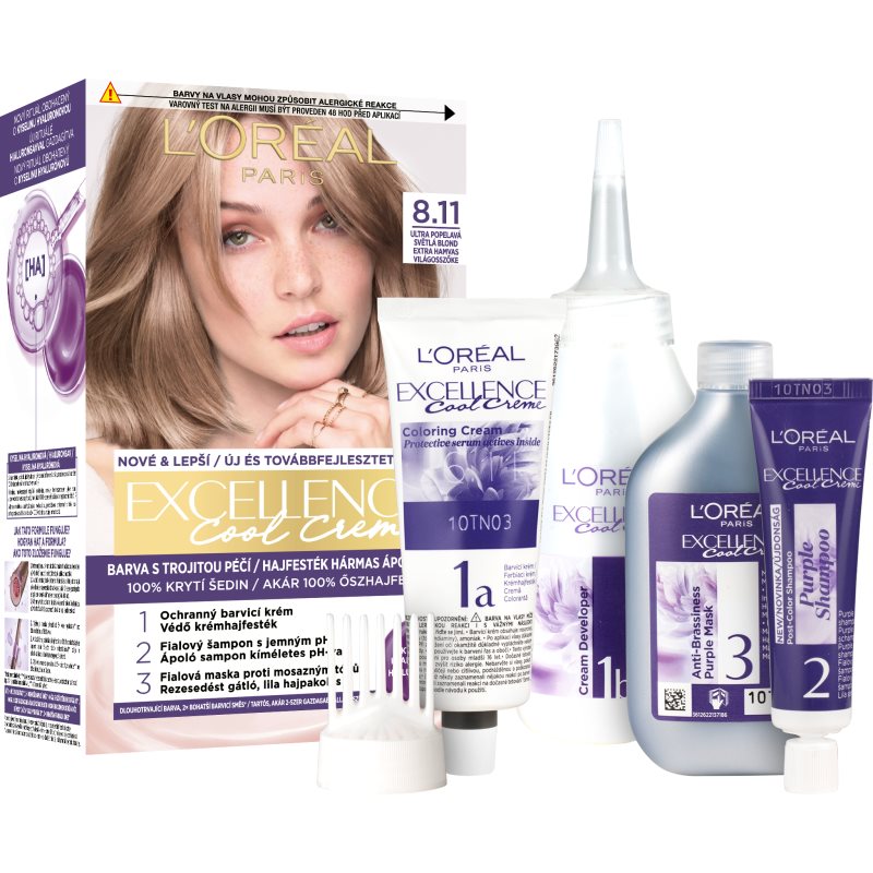 L’Oréal Paris Excellence Cool Creme βαφή μαλλιών απόχρωση 8.11 Ultra Ash Light Blond 1 τμχ