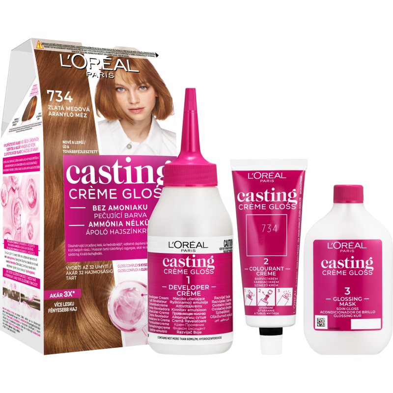 L’Oréal Paris Casting Creme Gloss βαφή μαλλιών απόχρωση 734 Golden Honey
