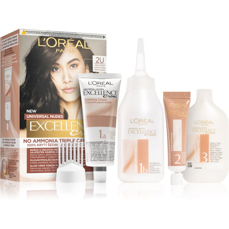 L’Oréal Paris Excellence Universal Nudes permanentní barva na vlasy odstín 2U 1 ks