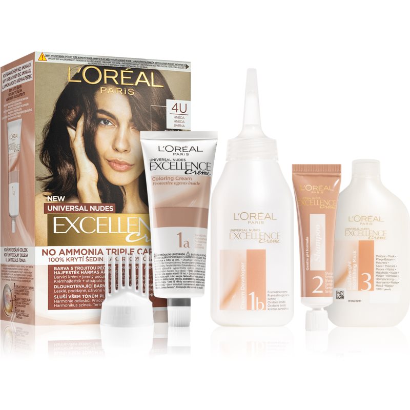 L’Oréal Paris Excellence Universal Nudes permanentná farba na vlasy odtieň 4U