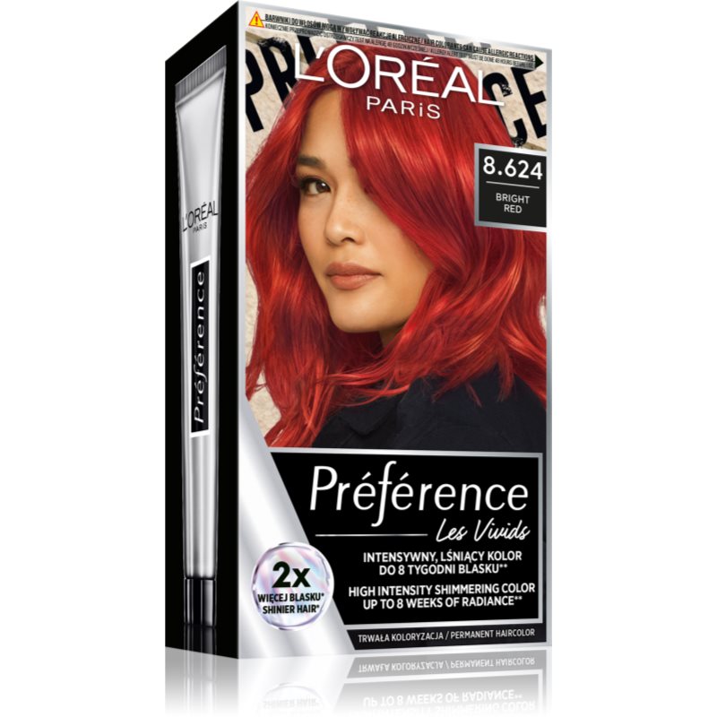 L’Oréal Paris Préférence Vivids Hårfärg Skugga 8.624 bright red 1 st. female