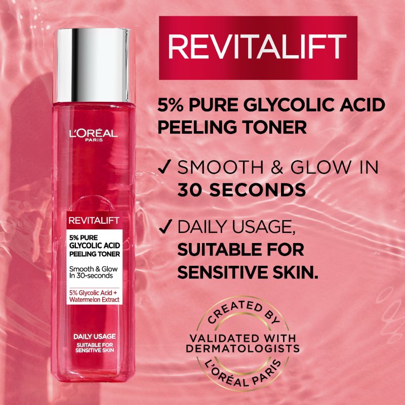 L’Oréal Paris Revitalift Glycolic Peeling Toner очищуючий тонік-ексфоліант 180 мл