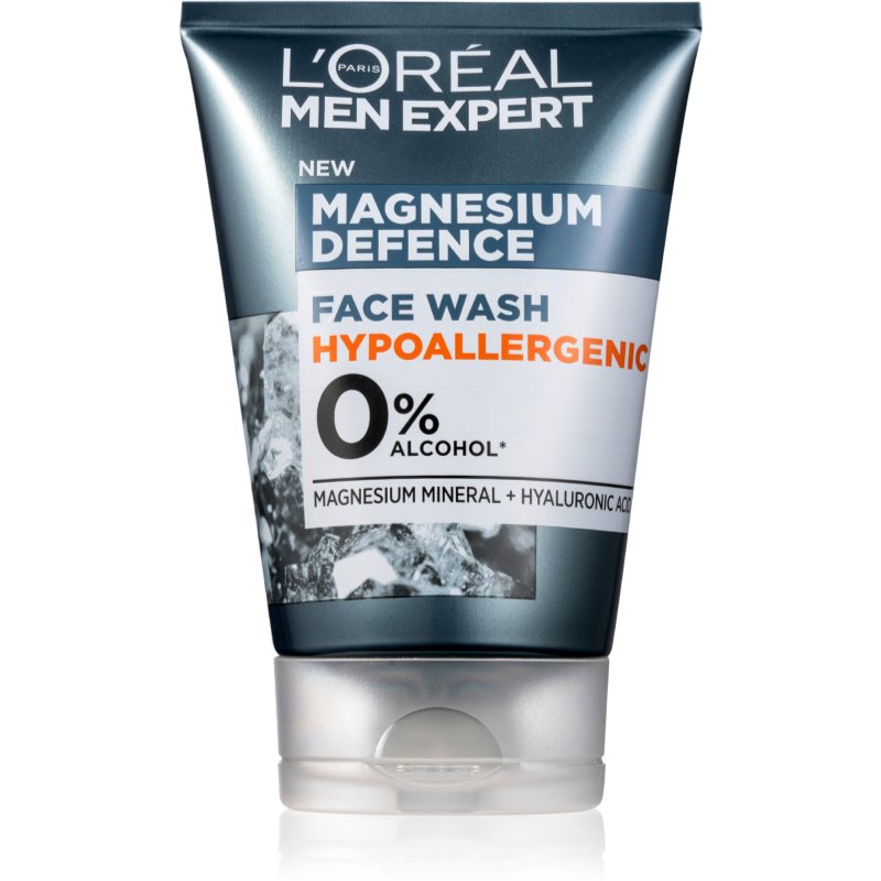 L'Oréal Paris Men Expert Magnesium Defence Face Wash 100 ml čistiaci gél pre mužov na veľmi suchú pleť; na dehydratovanu pleť