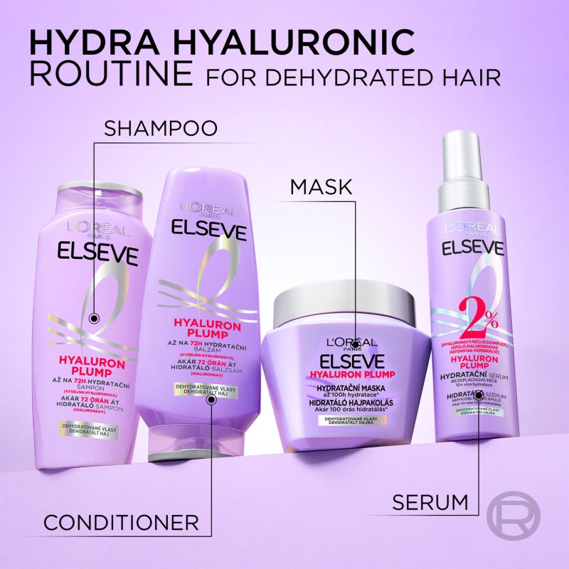 L’Oréal Paris Elseve Hyaluron Plump maska na vlasy s kyselinou hyaluronovou 300 ml (obrázek 7)