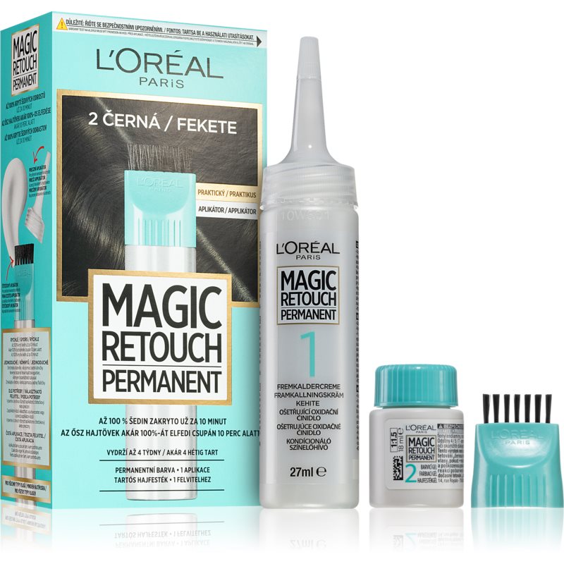 L'Oréal Paris Magic Retouch Permanent 18 ml farba na vlasy pre ženy 2 Black na farbené vlasy
