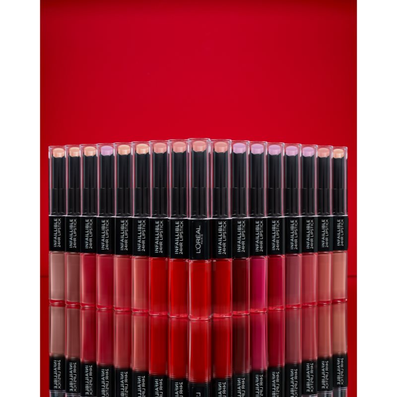 L’Oréal Paris Infallible 24H rossetto e lucidalabbra lunga tenuta 2 in 1 colore 502 Red To Stay 5,7 g