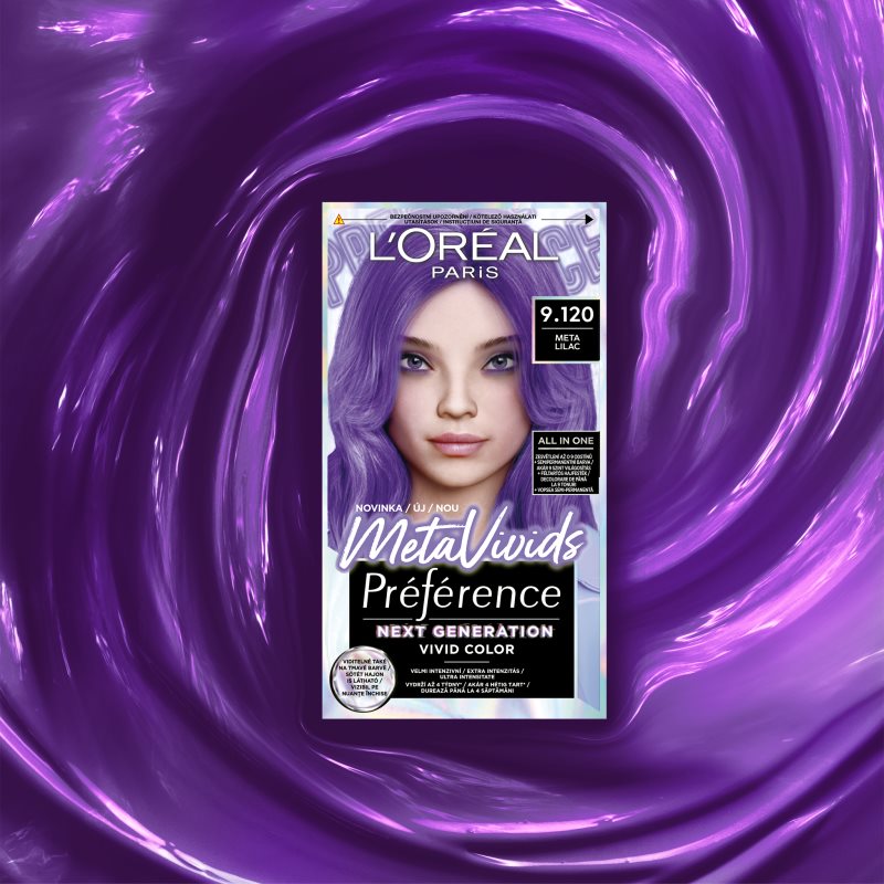 L’Oréal Paris Préférence Meta Vivids перманентна фарба для волосся відтінок 9.120 Meta Lilac 1 кс