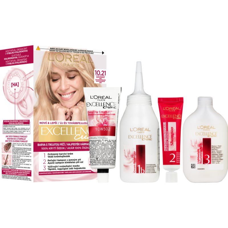 L’Oréal Paris Excellence Creme βαφή μαλλιών απόχρωση 10.21 Very Light Pearl Blonde 1 τμχ