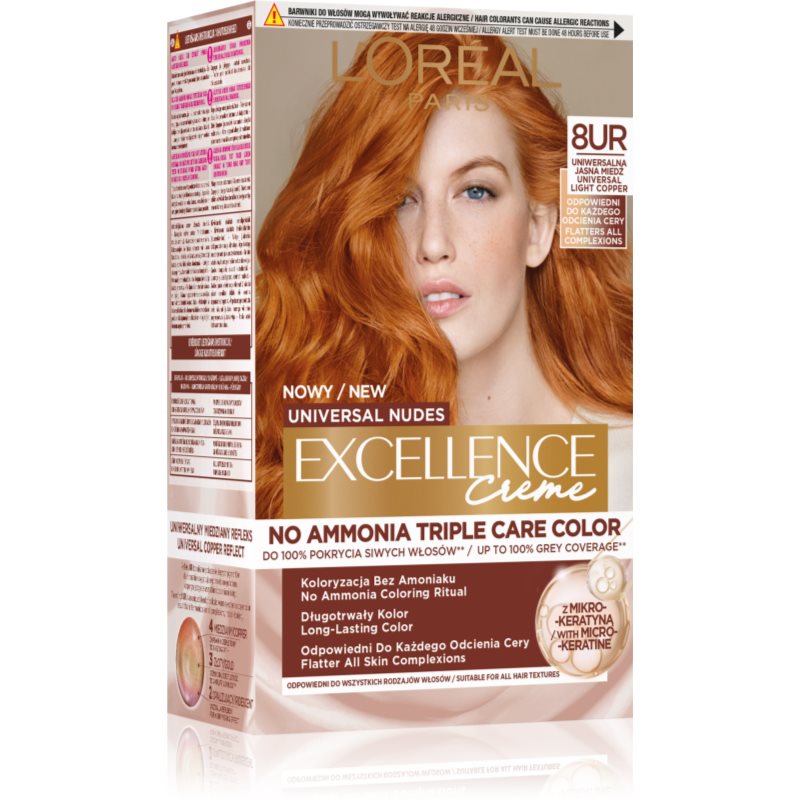 L’Oréal Paris Excellence Universal Nudes Permanent-Haarfarbe Farbton 8UR Universal Light Copper 1 St.