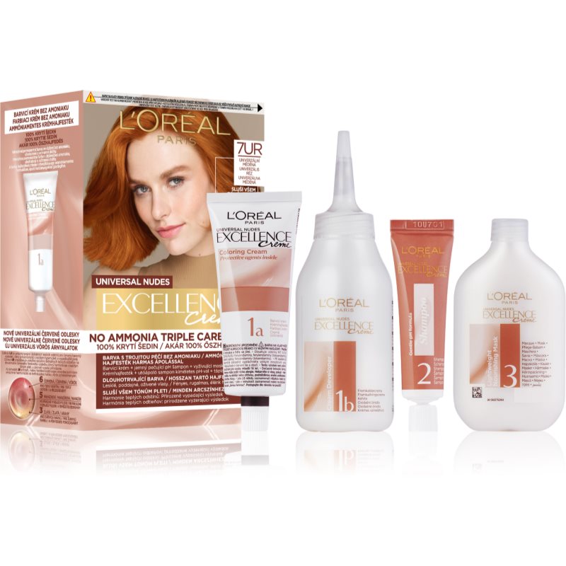 L’Oréal Paris Excellence Universal Nudes coloration cheveux permanente teinte 7UR Copper 1 pcs female