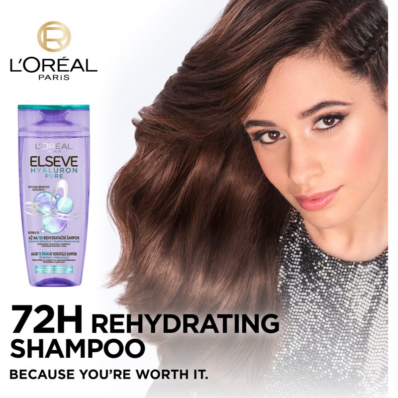 L’Oréal Paris Elseve Hyaluron Pure зволожуючий шампунь шампунь для жирної шкіри голови й сухих кінчиків 250 мл
